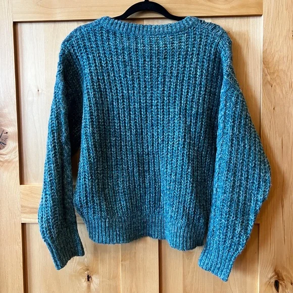 Sundance Blue Teal chunky V-Neck Sweater S - Picture 2 of 4